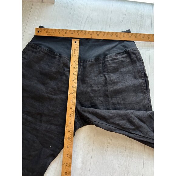 Luna Luz Women's Large Black Linen Blend Wide-Leg Pants With Elastic Waistband - Picture 9 of 13